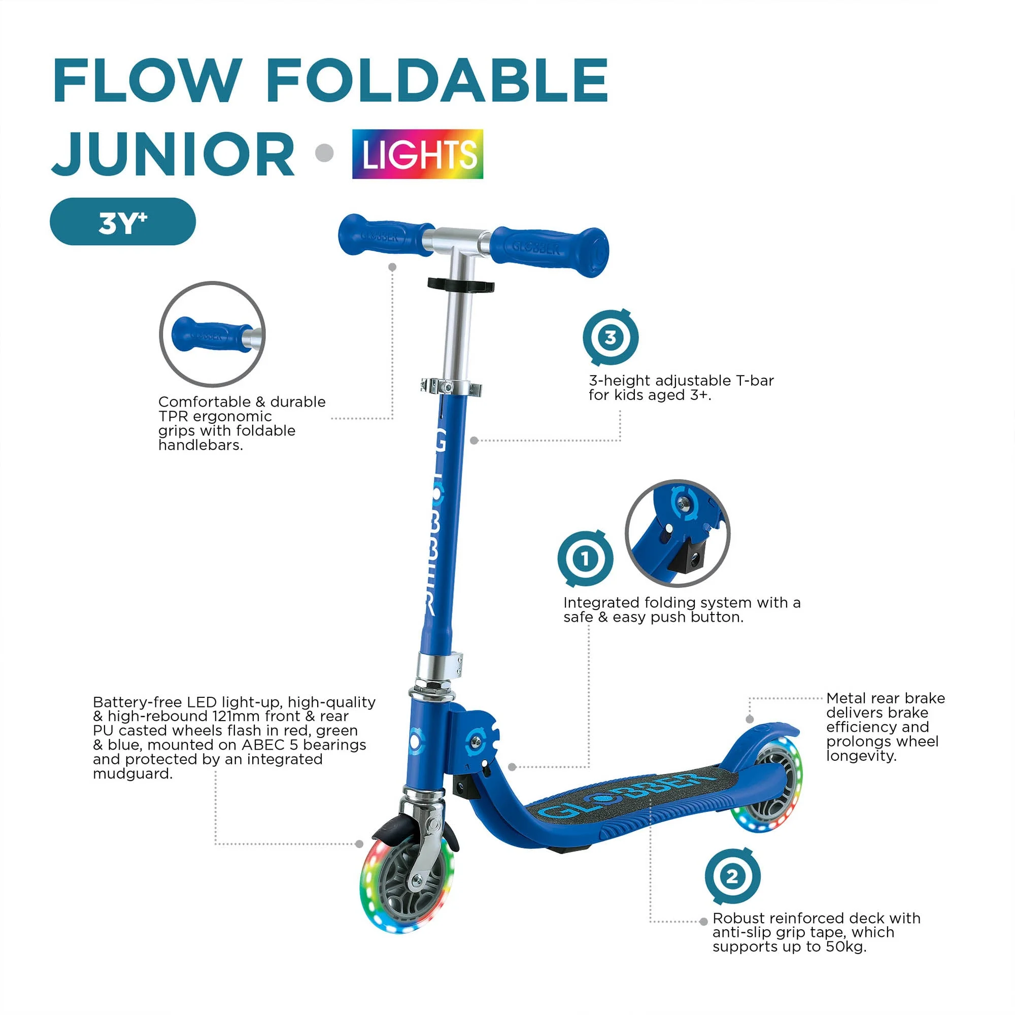 Globber Flow Foldable Junior Lights Scooter - Image 6