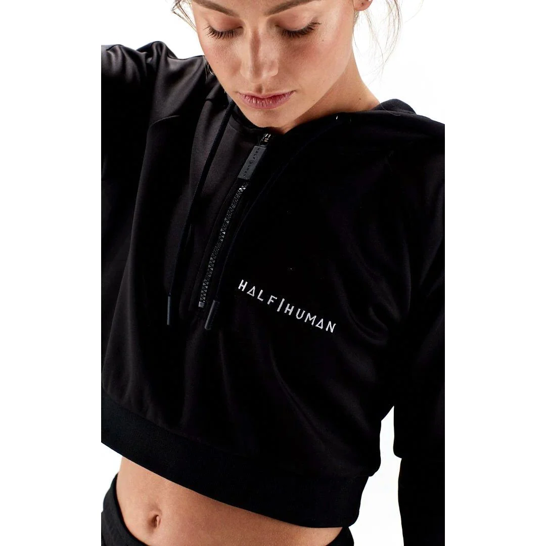 Half Human Ladies Cropped Poly Tracksuit Hoodie - Image 3