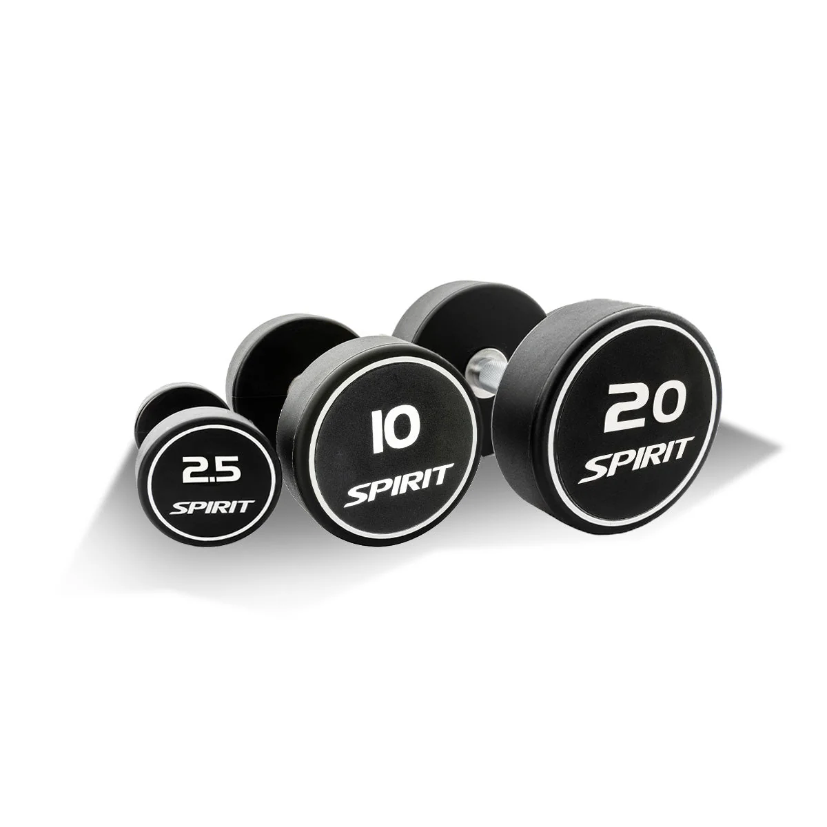 Spirit Fitness 2.5kg to 20kg Round Rubber Dumbbells Set - 8 pairs
